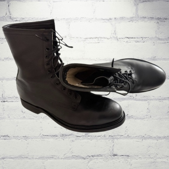 Vintage 1992 Wolverine Combat Boots Men’s 10.5R Black Leather Military - Picture 5 of 16